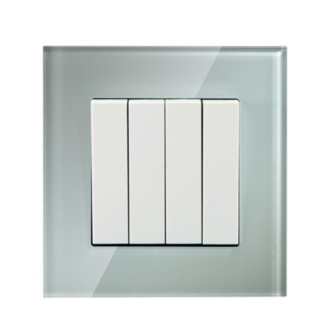 Crystal Glass Panel 4 Gang light switch 2 way
