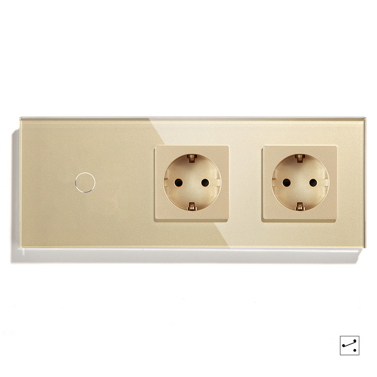 MVAVA TRIPLE FRAME WITH SWITCH 1 gang 2 way DOUBLE GERMANY SOCKET