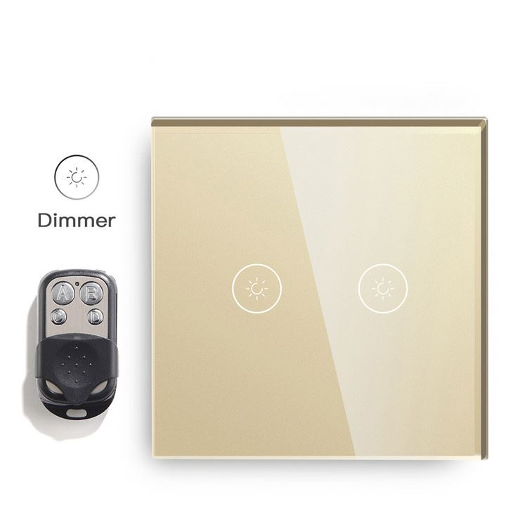 MVAVA Hot sell eu standard 2gang 1way crystal glass panel touch switch light dimmer