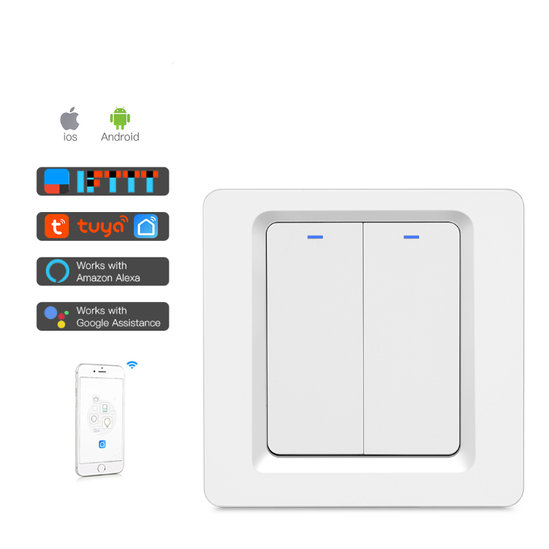 MVAVA 2 Gang Electric google alexa home light Switch tuya wifi Smart remote control wall Switches