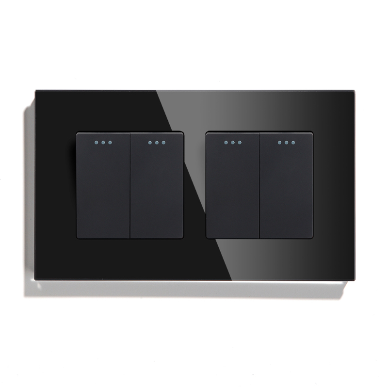MVAVA Hot Selling Wall Light Switch Crystal Glass Double Frame 86mm 2G 1W EU UK standard Wall Switches Mechanical switch