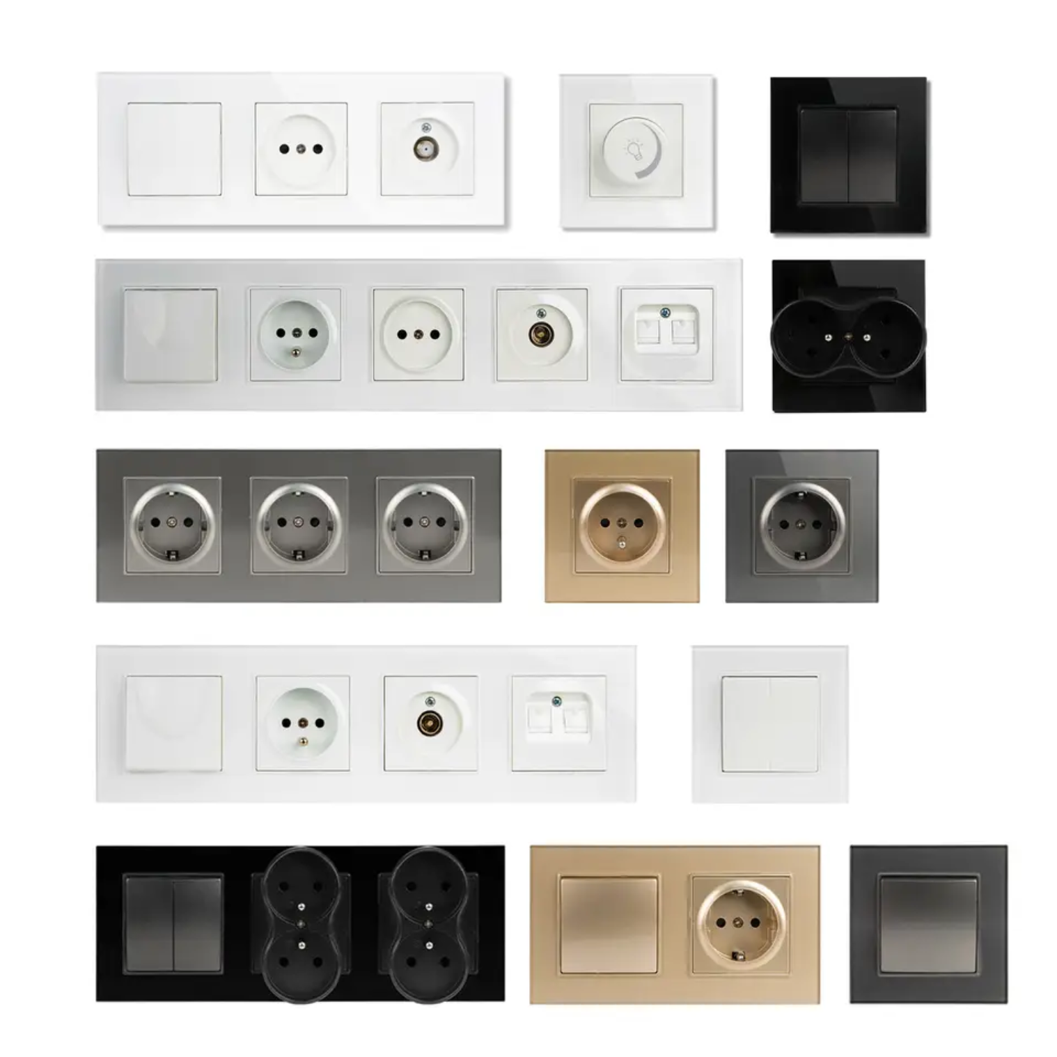 1G 220v Glass Panel Eu Light Electrical Accessories Wall Switches and Sockets - MVAVA