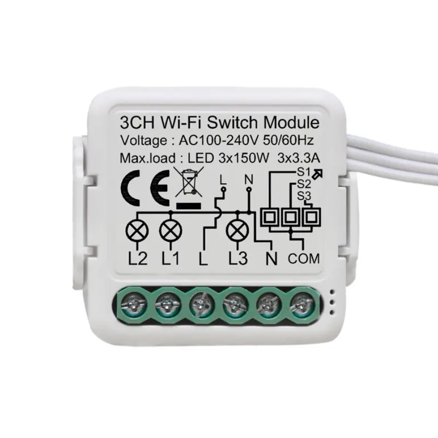 Mvava Rohs Ce Tuya mini wireless wifi light switch module 433mhz rf relay dc smart home 3 way mini smart switch