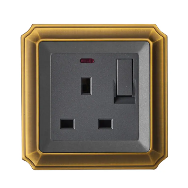 Bronze Series 13A switched UK socket with light switch - MVAVA