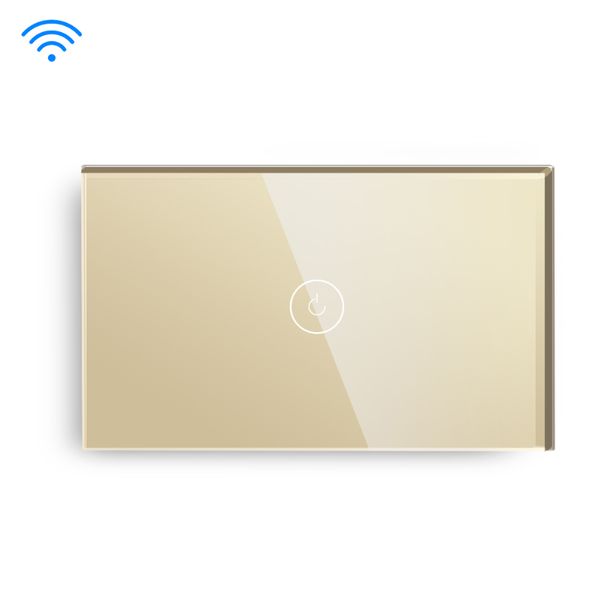 Gold Color 1 Gang 1 Way US type Wifi Switch With Neutral Line